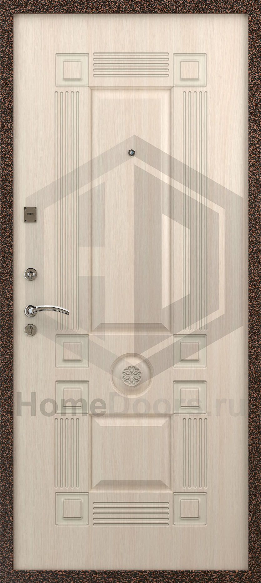 Входная дверь цвет белый дуб МДФ "Омега" фото