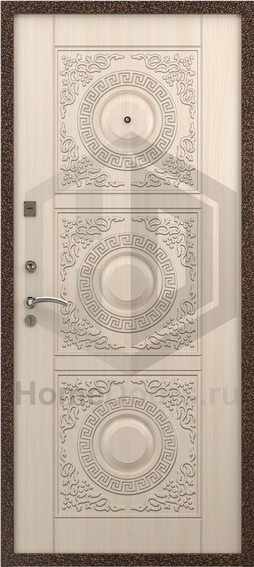 Входная дверь цвет белый дуб "Око" фото