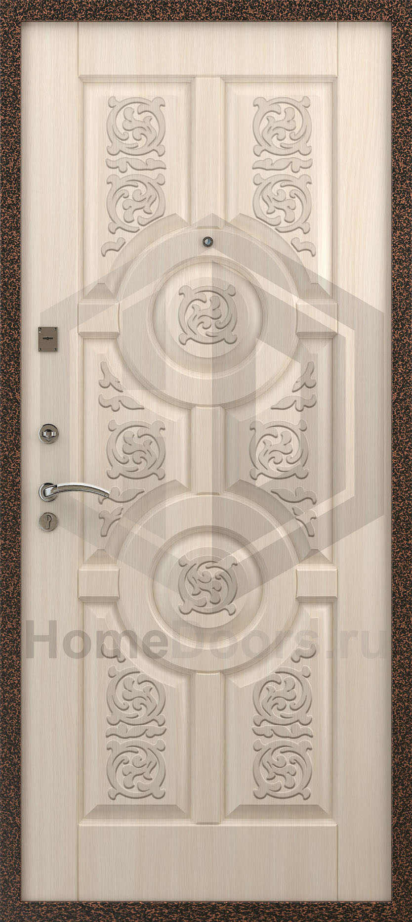 Входная дверь цвет белый дуб МДФ "Аллегро" фото