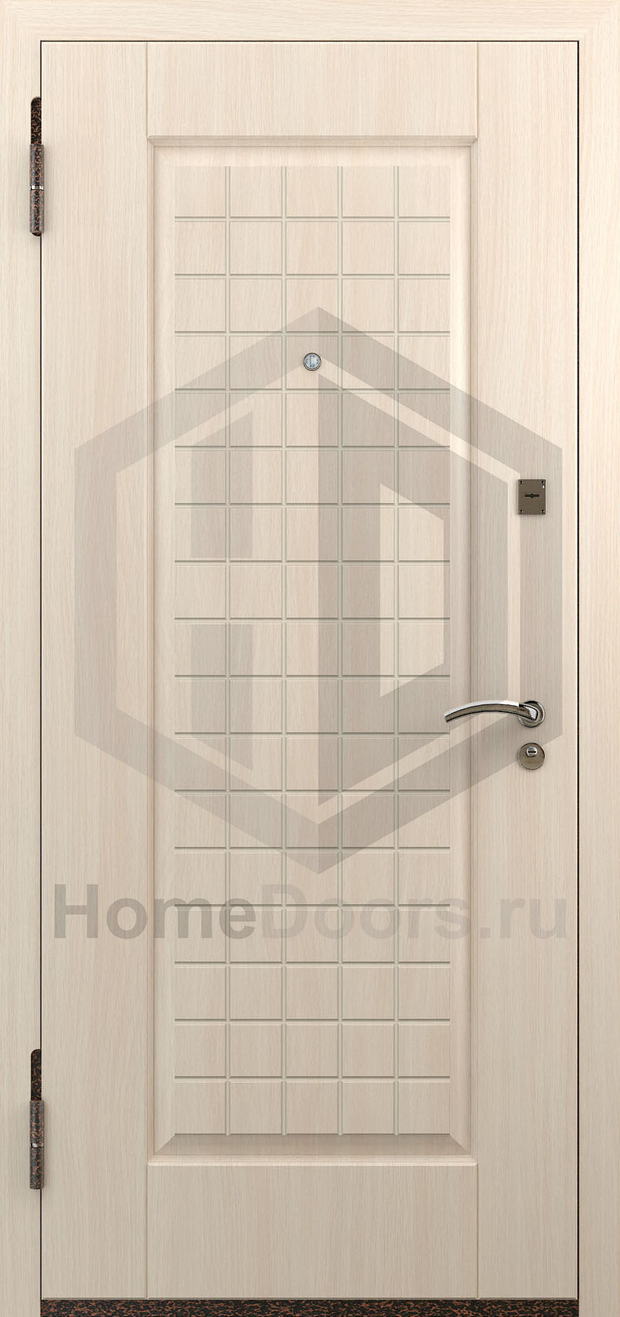 Входная дверь цвет белый дуб МДФ "Гамма" фото