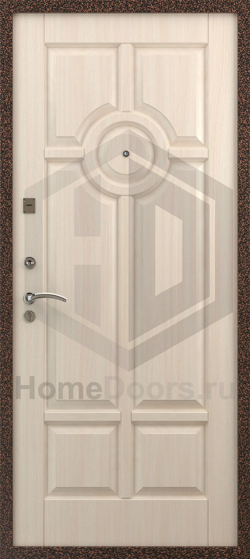 Входная дверь цвет белый дуб МДФ "Монарх" фото