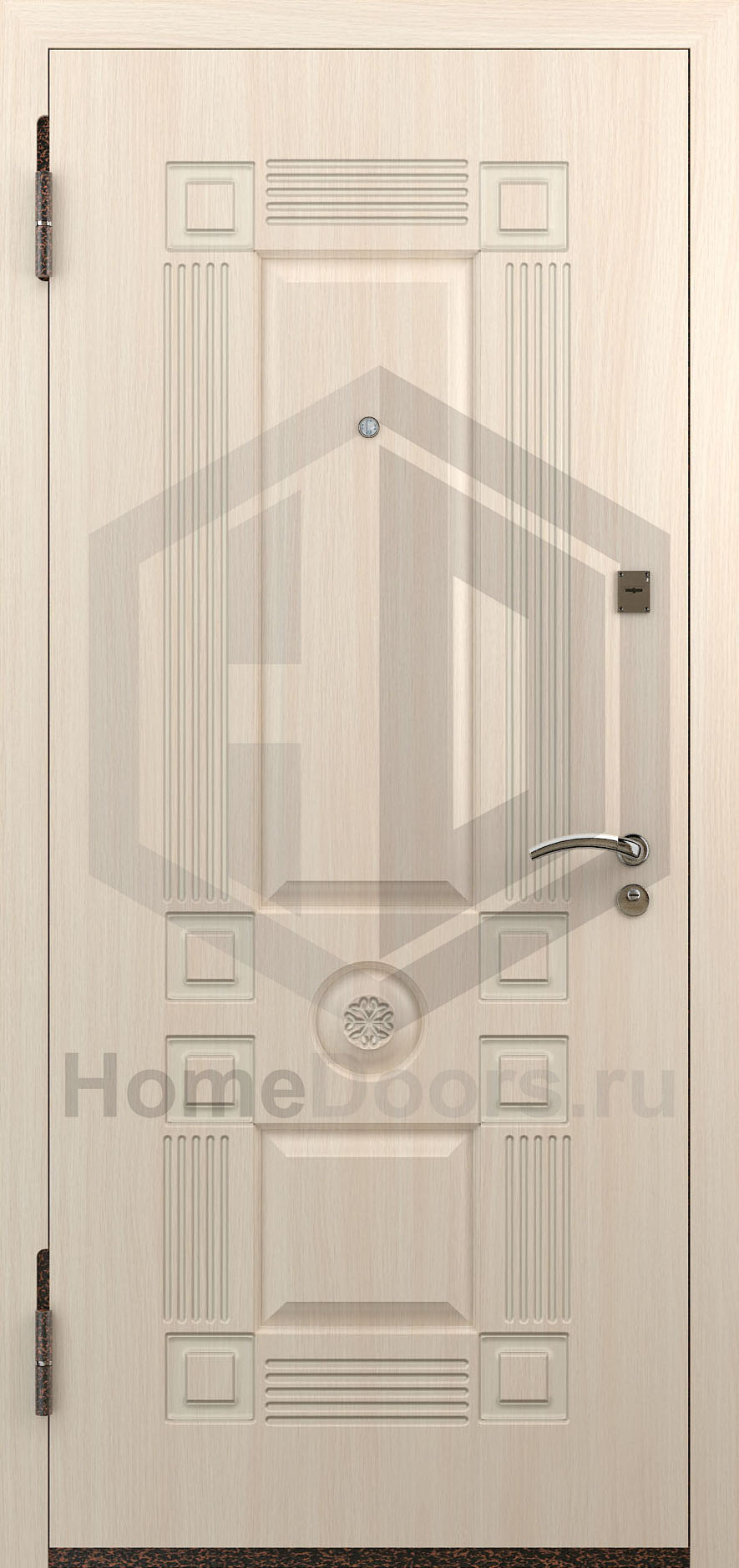Входная дверь цвет белый дуб МДФ "Омега" фото