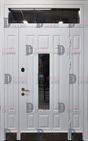 Белая дверь с остеклённой фрамугой фото