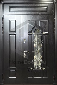 Входная дверь со стеклом и ковкой №18 фото