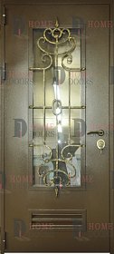 Дверь в котельную со стеклом и ковкой фото