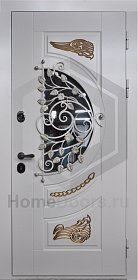 Входная дверь со стеклом и ковкой №45 фото