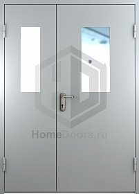 Противопожарная тамбурная дверь на площадку с двойным остеклением фото