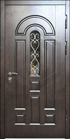 Входная дверь со стеклом и ковкой №41 фото